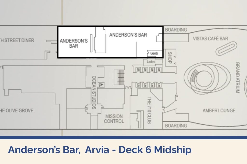 P&O Cruises Arvia Andersons Bar Drinks Menu. Rum Drinks Menu on Arvia