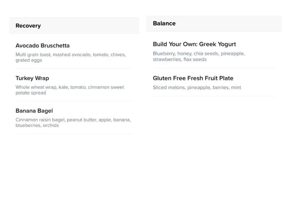 Celebrity Silhouette Spa cafe Menu