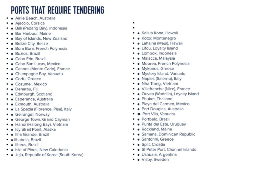 List of cruise ship tender ports