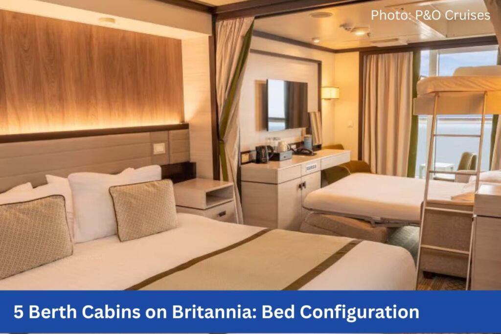 5 berth cabins on Britannia . What cabins on Arvia Sleep 5 people?